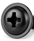 400 Pcs M3 X 18mm Self Tapping Screws Crafted From 304 Stainless Steel With Phillips Pan Washer Heads, top view showing black finish.