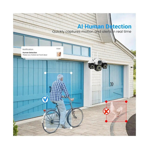 AI Human Detection in action on Heavy Duty Wireless Ptz Outdoor Security Camera Featuring No Sweat Setup With 15Mp Triple Lens.
