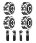 Straight Up Heavy Duty 4Pcs U Groove Ball Bearings With Smooth Rolling Rail Pulleys And Precision Guides For Linear Motion Systems And Printing Projects Featuring Rock Solid Steel Build And M6 Hardware To Level Up Your Workshop Setup with 4 steel ball bearings and M6 bolts.
