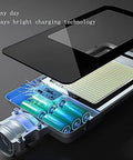 Hella Bright Solar Led Flood Light With Remote And Dusk To Dawn Sensor showing detailed interior components including batteries.