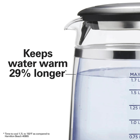 1.7 Liter Glass Electric Kettle With Double Wall Cordless Serving Auto Shutoff And Boil Dry Protection close-up view