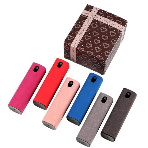 6 Pack Screen Cleaner Kit 2 In 1 Touchscreen Mist Cleaner, Spray And Wipe With Microfiber Cloth in assorted colors next to box