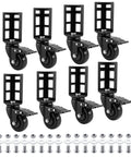 8 Pack 3 Inch Heavy Duty Caster Wheels With Beefy 3mm Steel Brackets 3000 Lbs Capacity For Storage Rack, black wheels and hardware included.