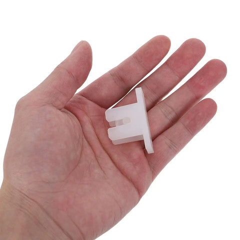Kick Out Drafts With Heavy Duty Nylon Screen And Window Rollers Featuring Sturdy Guide Blocks For Double Track Sliding Doors Slick Gliding Pulleys Kit part held in hand for installation demonstration.
