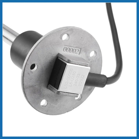 Universal Fuel Tank Sending Unit 240 To 33 Ohms with mounting plate and wiring for drop-in installation in vehicles.