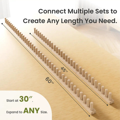 Chunky Knitting Loom Kit For DIY Blankets Adjustable Wooden Loom From 30 To 120 Inches Expandable With Dowels on table