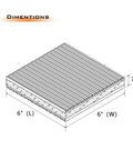 Detailed dimensions of Hardcore Heavy Duty Rubber Anti Vibration Pads 4 Pack 6 By 6 By 7/8 Inch Eva Shock Dampening Plates.