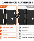 Heavy Duty Matte Black 4 Inch Door Hinges 12 Pack Featuring Smooth Swinging Motion And Quick No Mess Setup For Exterior Doors Crafted From Dang Tough Stainless Steel comparison image of damping oil advantages.