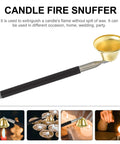 Premium Copper Bell Shaped Candle Flame Snuffer Featuring Six Level Retractable Handle Safe Kitchen Fire Extinguisher Gear To Knock Out Candles smoothly extinguishing candle flames.