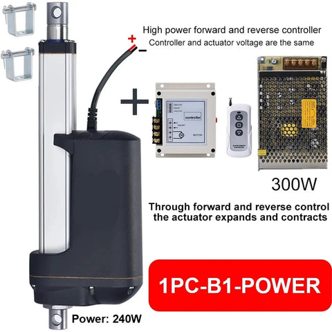 Workhorse Electric Linear Actuator 24V 900mm Stroke Motor With Stainless Steel Rod And Hardened Metal Gears IP67 Weatherproof Seal for automation and control.