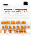 Lever Nut Wire Connector Set 90-Piece Compact Splice Kit With Case displaying connectors in a transparent box