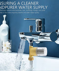 Top Notch 40 Micron Brass Inline Sediment Filter Keeps Your Water Flowing Smooth with universal fit for faucet and hose.