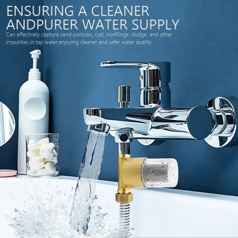 Top Notch 40 Micron Brass Inline Sediment Filter Keeps Your Water Flowing Smooth with universal fit for faucet and hose.