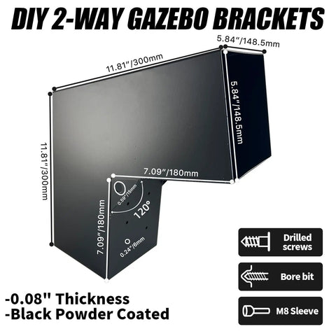 6 By 6 Inch L Shaped Pergola Brackets 2 Pack Two Way Wood Post Brackets For Indoor And Outdoor Use 15 Degree Angle Slant Brackets For Gazebos Patios Porches And Log Cabins With Screws DIY Friendly Heavy Duty