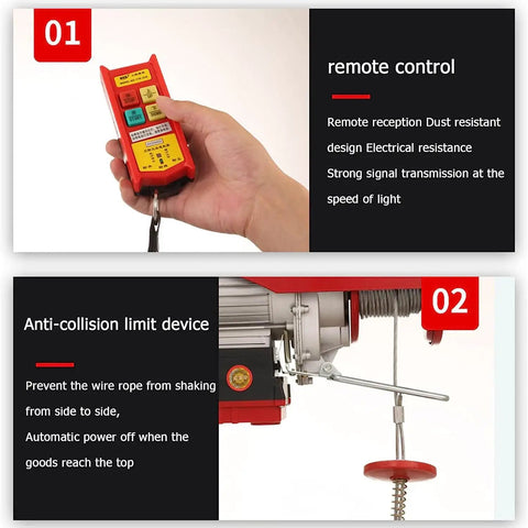 Pro Electric Overhead Lifting Hoist With Wireless Remote Solid 200Kg Garage Ceiling Crane Winch remote control and anti-collision device