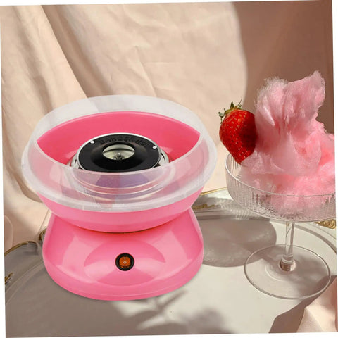 Pink cotton candy machine with guard cover for sugar floss makers, lightweight and reusable enclosure easy to clean indoor use mess free protection.