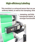 Straight Up Real Deal Fully Automatic Labeling Machine For Flat Surfaces With Touch Screen Control and Smart Auto Correction, sensing various labels.