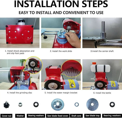 Installation steps for Heavy Duty Circular Saw Blade Sharpener And Scraper Grinder With A Killer 370 Watt Motor.