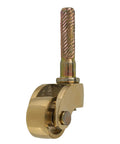 Solid Brass Furniture Casters 3/4 Inch Diameter With 1/4 Inch Stem Heavy Duty Swivel Rollers, close-up view of caster wheel.