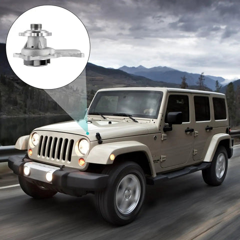 Direct Replacement Premium Water Pump For Jeep Wrangler 2007 2008 2009 2010 2011 3.8L V6 Engine Cooling System installed on Jeep.