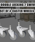 2 Inch Heavy Duty Replacement Caster Wheels With 7/16 Grip Ring Stem Thermoplastic Rubber Non Marking Swivel And Double Locking Casters For Furniture Cart, front view of wheels.