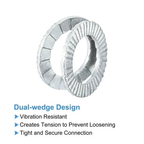 Tough As Nails 40 Pack Wedge Locking Washers For 3/8 Inch Bolts heavy duty manganese steel dual-wedge design, vibration resistant.