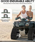 ATV with heavy-duty rear axle track assembly kit on beach, showcasing features for Go Karts Buggy Quad UTV ATV DIY builds.