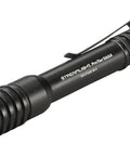 ProTac 2AAA 130 Lumen EDC Flashlight With Alkaline Batteries Included Black Pocket Clip Anti Roll Head IPX7 Waterproof Ten Tap Programming