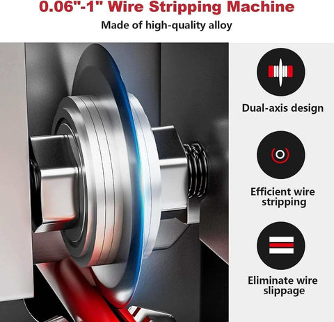 Manual Wire Stripping Machine For Copper Wire 0.06 To 1 Inch Gauge with dual-axis design and efficient settings for wire stripping.