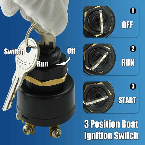 Boat Ignition Switch With Keys For Three Position Magneto Push To Choke No Fuss Install Replacement Panel Mount Fits MP41000 MP52000 87 88107 87 88107A5 Premium Quality Durable Quick Swap For Boats