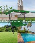 Beige Outdoor Swing Canopy Replacement Cover For Two Thirds Seat Patio Porch Chair Waterproof Sun Shade with green background