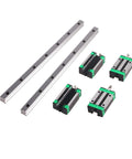 Two Pack Hgr20 Six Hundred mm Linear Guide Rails With Four Heavy Duty Pillow Block Bearings For Diy Cnc Routers And Mill Lathes, showcasing steel rails and bearings.