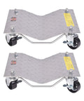 Two Pack Heavy Duty Car Tire Rollers, 3000 Lb Wheel Dolly Set With Locking Pins for easy vehicle movement and storage.