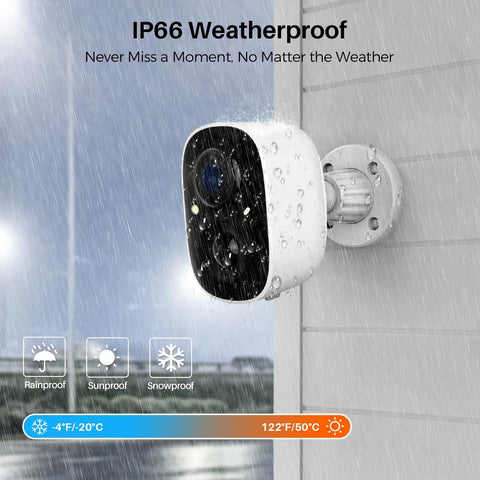 2K Battery Powered Wireless Security Camera for Indoor Outdoor Use With AI Motion Detection, Color Night Vision, IP66 Weatherproof