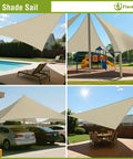 Right Triangle Beige Shade Sail 8x8x11.3 Ft Air Permeable HDPE Shade Cloth Heavy Duty Canopy for outdoor areas.
