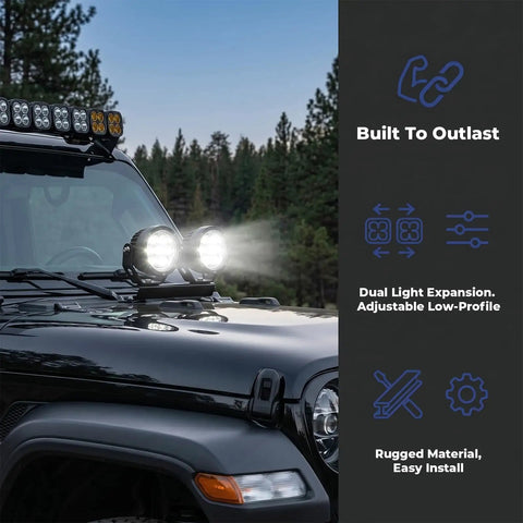Two Pack Ditch Light Bracket Extensions For Trucks SUVs UTVs And ATVs Easy Bolt On Mounting Kit Black Compatible With Most Ditch Light Brackets No Drilling Quick Install Off Road Ready