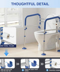 Rock Solid Foldable Toilet Safety Rail For Seniors With Adjustable Height And Width Heavy Duty Aluminum Grab Bar Supports Up To 350 Pounds with paper towel holder.