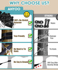 Comparison of Anyoo polyester straps and ropes for hammock, highlighting tree-friendly, no knots needed, and no sagging benefits.