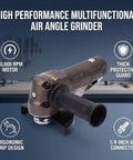 Heavy Duty Pneumatic Angle Grinder Built Like A Tank Delivering Badass 10000 Rpm Performance With A Precision 110 Mm Disc for metal work.