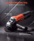Badass Hustle Ready 4.5 Inch Angle Grinder 1400W High Amp Electric Motor showing comfortable grip for metal cutting and sanding.