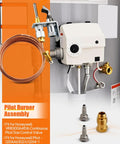 Pilot burner assembly kit with thermocouple for Honeywell gas control valve; copper tubing and brass fittings.