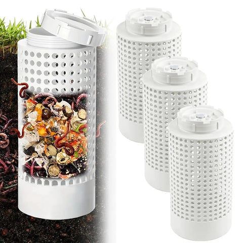Three Pack In Ground Compost Bin 4x10 Inches PVC Composter Tumbler For Outdoor Garden And Yard Use Corrosion Resistant