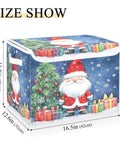 Heavy Duty Collapsible Linen Storage Cubes With Flip Top Lid And Sturdy Rope Handles Super Roomy Closet Organizers in festive Christmas design