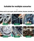 Heavy Duty One Quarter Inch Drive Ratchet And Socket Set Crafted From Rugged Chrome Vanadium Steel used for tire removal and engine repairs.