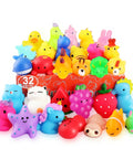 Premium Total Knockout 32 Pack Mochi Squishy Toys Kawaii Animals in bright colors for sensory fun and party favors.