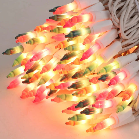 Close-up of Two Pack Easter Fairy Lights Set With 100 Mini Pastel Bulbs On 20 Ft White Wire Multicolor 120V UL Certified