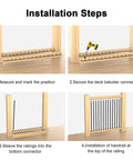Installation steps for No Sweat Setup 100 Pack 26 Inch Round Aluminum Deck Balusters, showing guide for mounting and securing.
