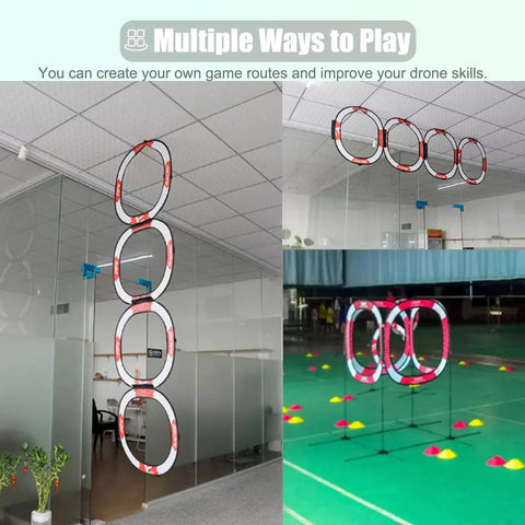 Drone Obstacle Course Kit For Micro Drones, FPV Racing Gates, Indoor setup with hanging and ground-level rings and cones