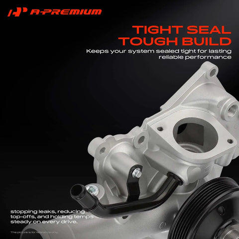 Heavy Duty Engine Water Pump Assembly With Aluminum Housing And Seal Kit for Ram 6.4L, showing tight seal and tough build.