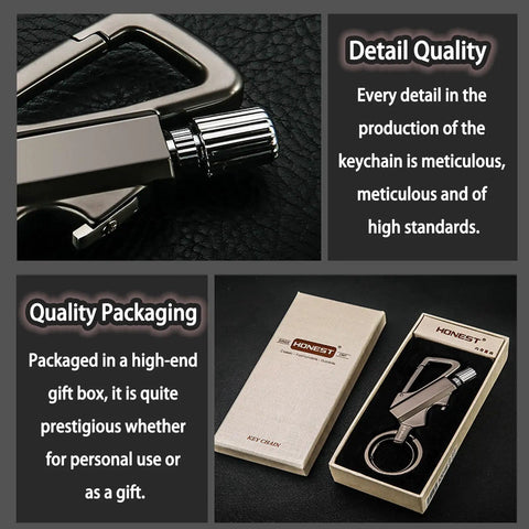 Infinity Lighter Keychain With Multi Tool Bottle Opener Windproof Waterproof Forever Match For Outdoor Survival Go To Camping Gear EDC Fire Starter Great Gift Idea In Black Gold Silver in elegant packaging, emphasizing detail quality.